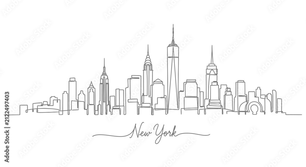 Obraz premium New York Skyline Drawing - Iconic Cityscape Outline, Minimalist Line Art