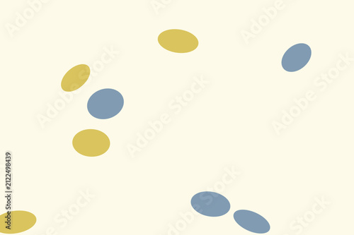 Minimalist abstract pattern featuring scattered oval shapes in muted yellow and blue tones on a soft cream background for modern graphic design