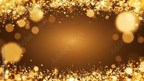 Golden Particles Background with Copy Space.