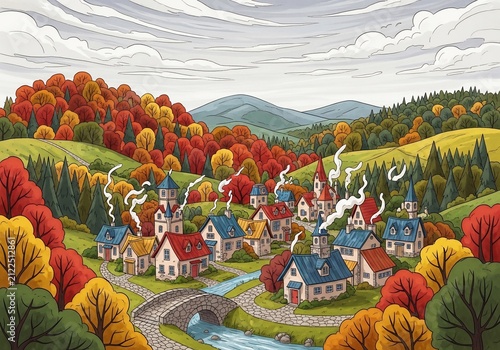 Whispers of Autumn: A Cozy Hamlet's Embrace