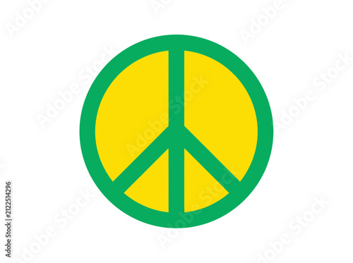 Bild auf Leinwand Peace Symbol Isolated Yellow Green Cut Out