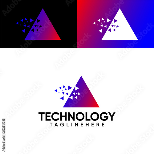 Modern Digital Dispersal Triangle Logo Template