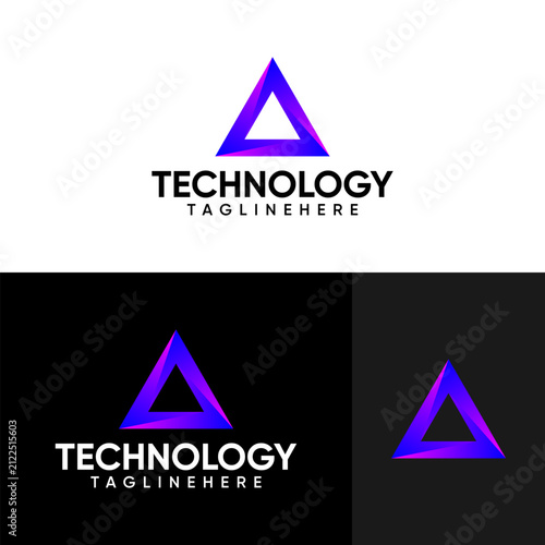Modern Geometric Triangle Tech Logo Template