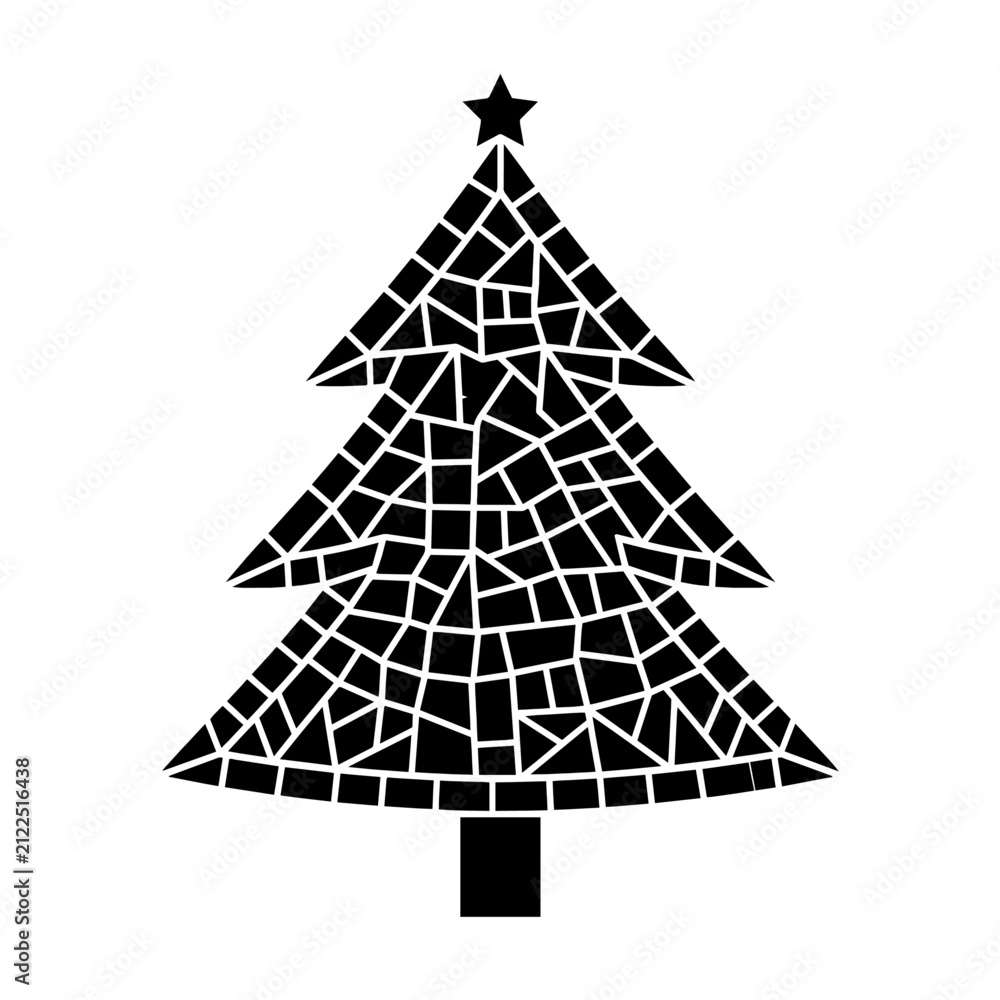 Fototapeta premium Black Mosaic Christmas Tree Vector Icon