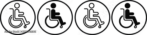 Disabled person in wheelchair icons for accessibility signs