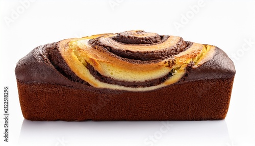 decadent chocolate vanilla swirl loaf cake isolated white background