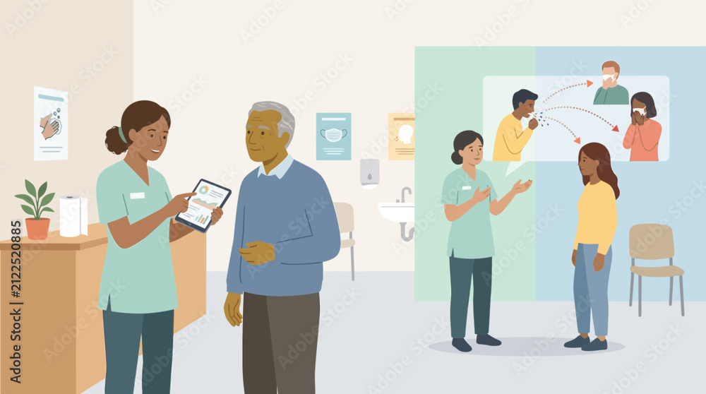 Obraz premium Healthcare professionals advising patients on health and hygiene