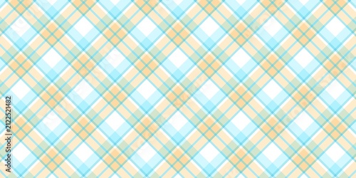 Aesthetic pastel plaid pattern background. Blue and orange diagonal gingham checks. Classic blue argyle tartan pattern backdrop.