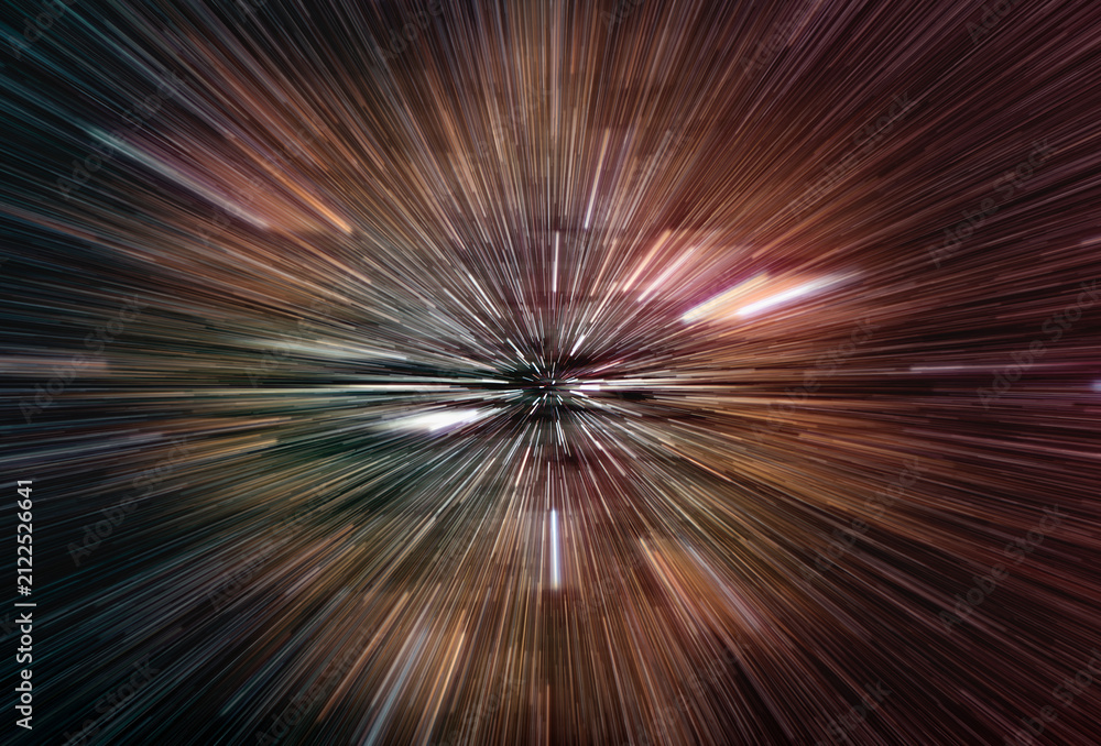 Fototapeta premium Abstract flight in space hyper jump illustration 