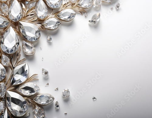 banner for a jewelry store diamonds closeup copy space on a white background with space for text