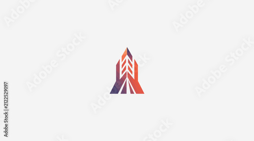Abstract colorful mountain peak logo icon.