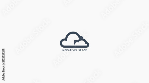 Negative space cloud outline logo design.