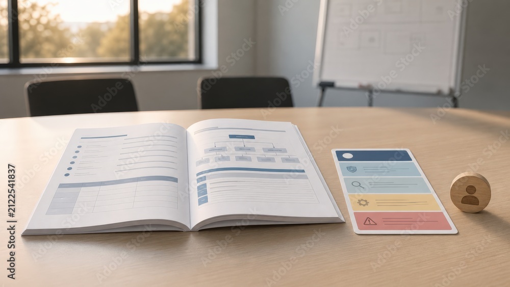 Obraz premium Cybersecurity Tabletop Exercise Organized Debrief Materials After