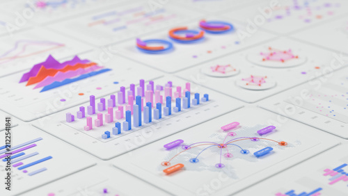 Financial data document graph chart report statistic marketing research development planning management strategy analysis accounting. Financial business technology concept. 3d rendering.
