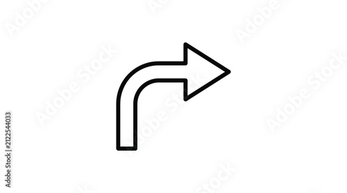 Right angle arrow turn silhouette on a white background