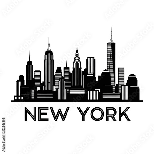 New York City Skyline Silhouette - Black and White Vector