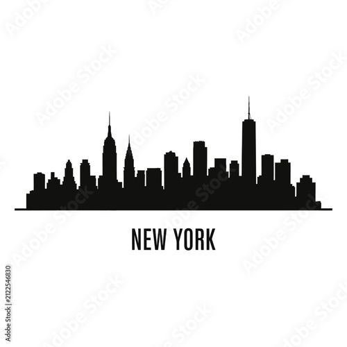 New York City Skyline Silhouette - Black and White Vector