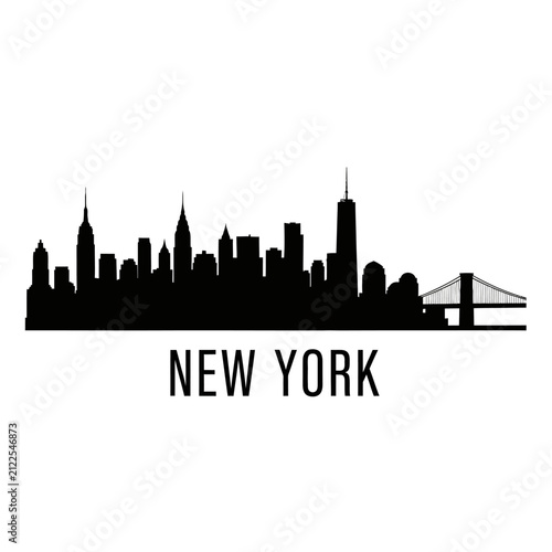 New York City Skyline Silhouette - Black and White Vector