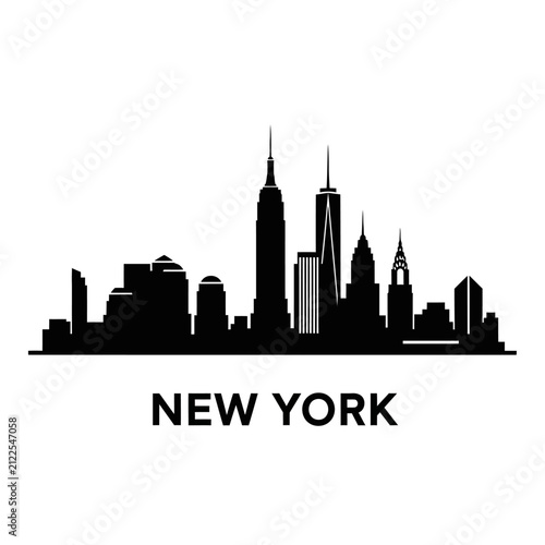 New York City Skyline Silhouette - Black and White Vector