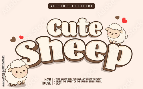 Cute Sheep Vector Editable Text Effect.