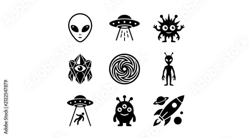 Alien Symbols in Black and White, Space Illustration