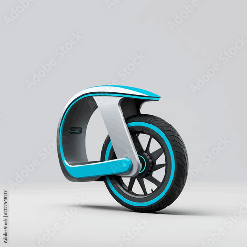 Futuristic single wheel electric personal transport vehicle concept.