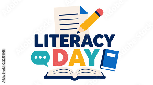 Literacy Day Celebration Highlighting Reading and Learning for Main Subject.