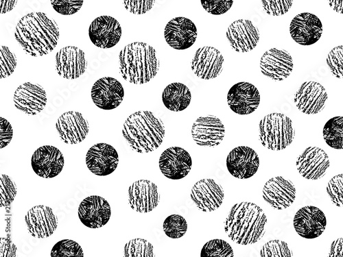 Polka dot seamless pattern, hand drawn brush circle texture