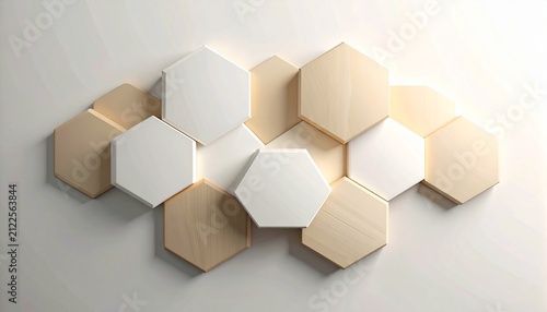 3D hexagonal foam panels stacked in modern design. Soft geometric shapes for soundproofing and acoustic treatment solutions.