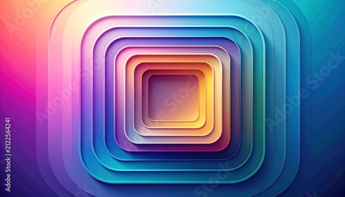 Vibrant gradient background with soft concentric rounded rectangles. Abstract modern design for digital marketing and branding projects.