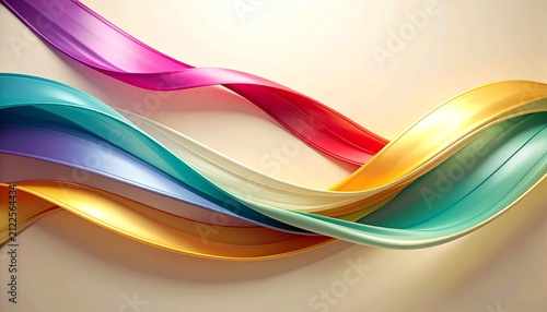Vibrant flowing ribbons in diagonal color waves for luxury backgrounds. Gradient silk textures with glossy metallic shine for premium design projects.