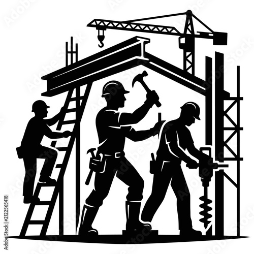 construction workers building a new structure showcasing teamwork labor and development on an industrial site