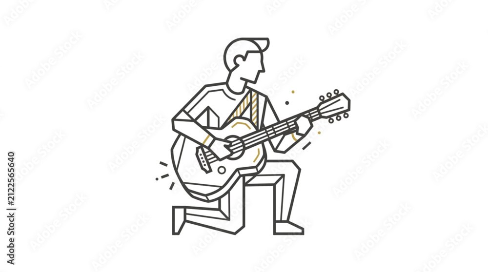 Fotografie Man playing guitar outdoors.
