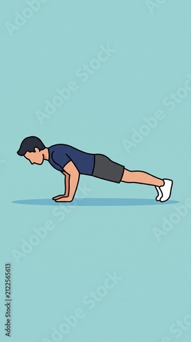 Man Doing Pushups Exercise Illustration