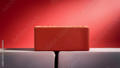 single red brick on monochromatic background construction foundation