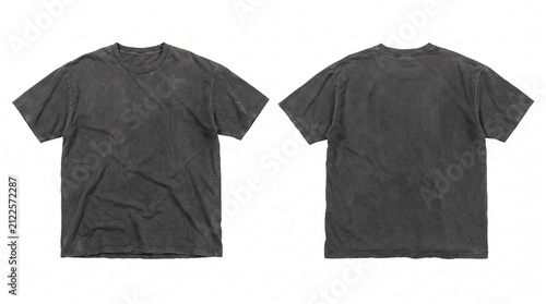 Blank dark grey tshirt front and back view mockup.