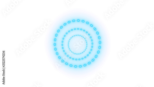 Blue circle with dashed concentric rings, modern technology and digital design element, transparent background motion graphics, ideal for motion graphics, visual, overlay, alpha channel, png file