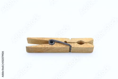 Obraz na plátně One wooden clothespin. White background.