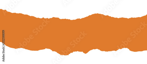 Orange torn paper edge texture isolated on transparent background