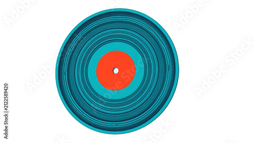 Minimalist blue vinyl record with orange center label