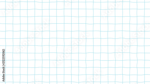 手描き風ラフグリッドチェックパターン背景 水色 横長 16:9