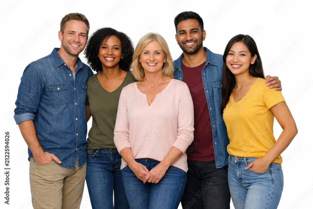 Obraz premium Diverse group of smiling people in casual attire