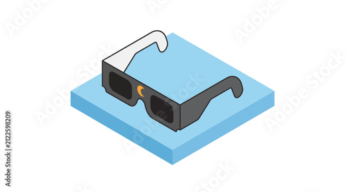 Solar Eclipse Glasses Isometric Icon Vector