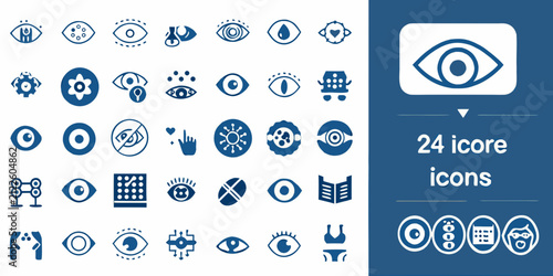 Foto Eye Care Icons Collection Flat Blue Style