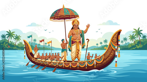 King Mahabali on Snake Boat, Kerala Festival, Boat Race, India