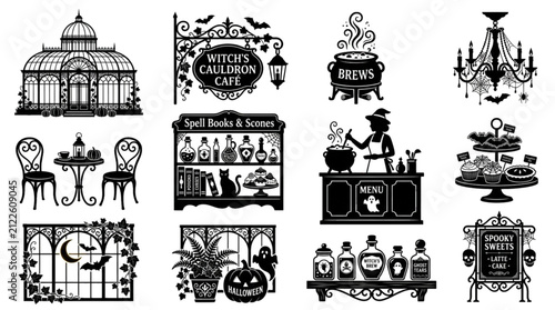 Foto Create a premium Adobe Stock vector icon set featuring exactly 12 unique Hallowe