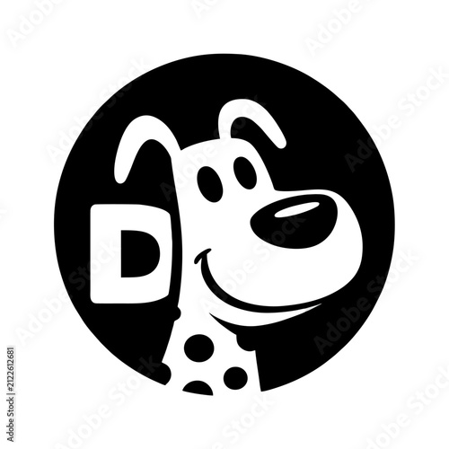 Dalmatian Dog Circle Logo Illustration With Letter D