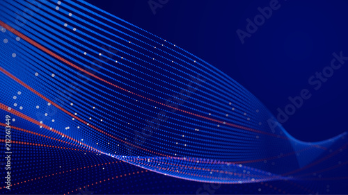 Futuristic digital transformation concept with dynamic neon lines and information flow. Modern technology backdrop for automation, cloud computing AI solutions enterprise modernization and innovation.