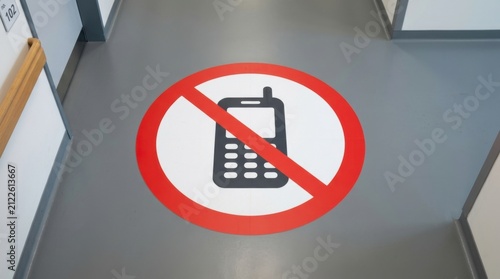 No Cell Phone Signage On Hospital Floor For Quiet Zone