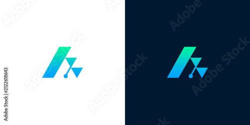 Minimalist geometric letter A logo icon design for modern tech branding and startup identity